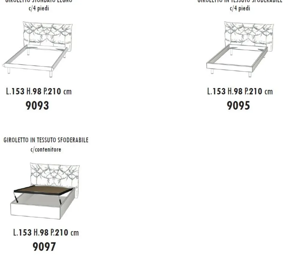 Letto una piazza e mezza Pool linea Fly imbottito in tessuto