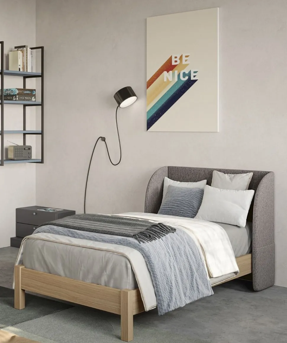 Letto una piazza e mezzo Box linea Airone con testiera imbottita