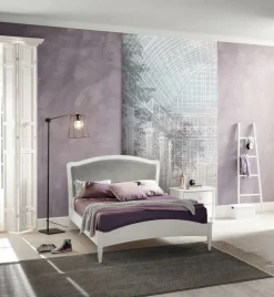 Letto una piazza e mezzo con inserto imbottito Meda linea Omega disponibile in vari colori