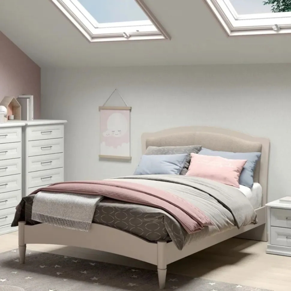 Letto una piazza e mezzo con inserto imbottito Meda linea Omega disponibile in vari colori
