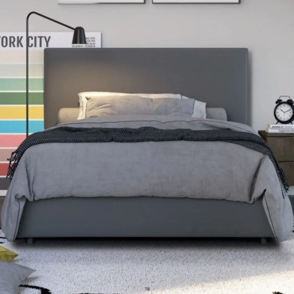 Letto una piazza e mezzo imbottito in tessuto Dani disponibile in vari colori
