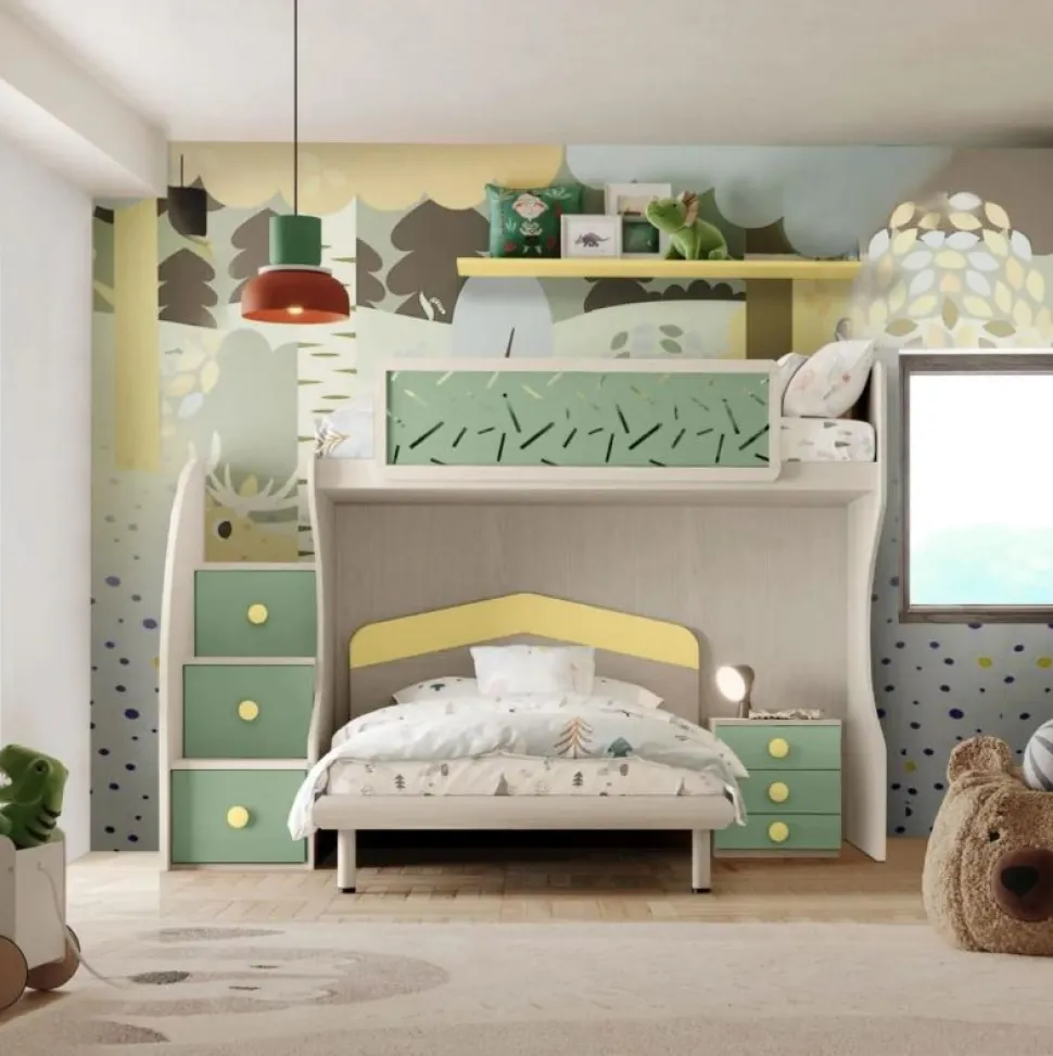 Letto una piazza e mezzo Tim linea Fly con inserti colorati