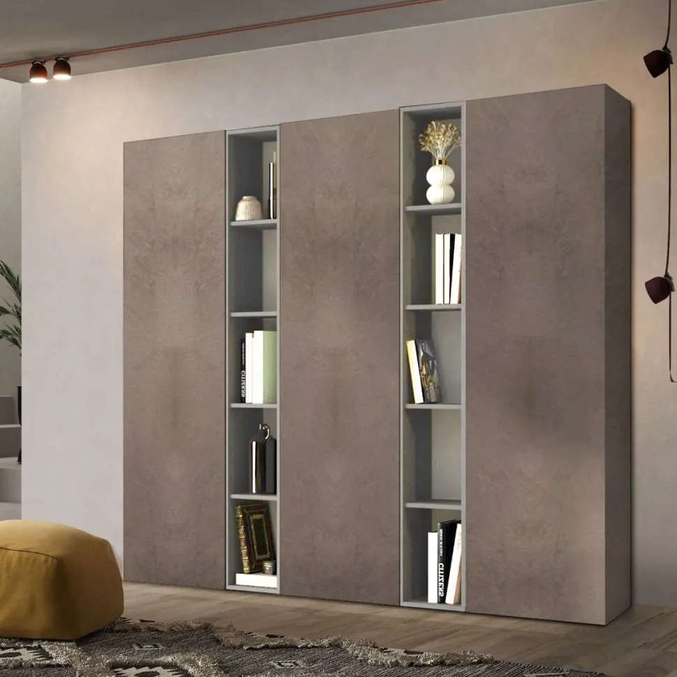 Libreria con ante a battente e vani a giorno dimensioni 221x186 h