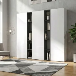 Libreria con ante a battente e vani a giorno dimensioni 221x186 h