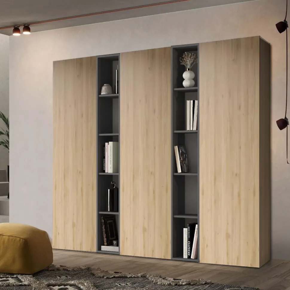 Libreria con ante a battente e vani a giorno dimensioni 221x186 h