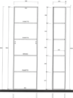 Libreria con ante a battente e vani a giorno dimensioni 221x186 h con grafica