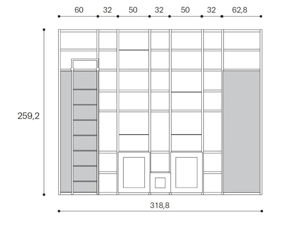 Libreria con ante battenti Firenze linea Contact disponibile in 30 colori
