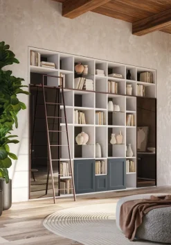Libreria con ante battenti Firenze linea Contact disponibile in 30 colori