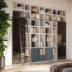 Libreria con ante battenti Firenze linea Contact disponibile in 30 colori