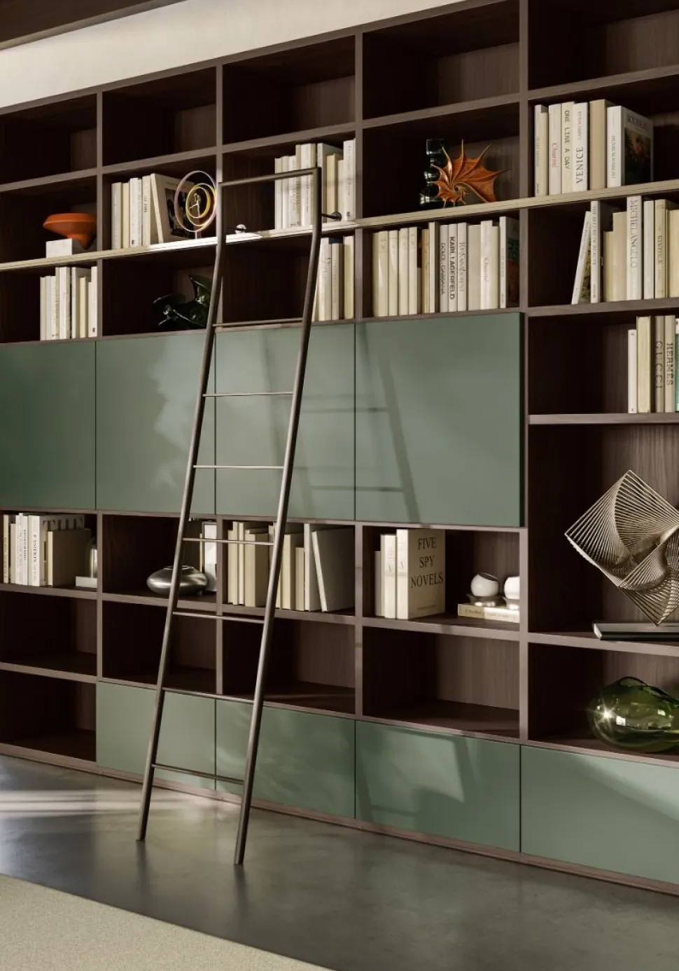 Libreria con ante e cassetti Bucarest linea Contact disponibile in 30 colori