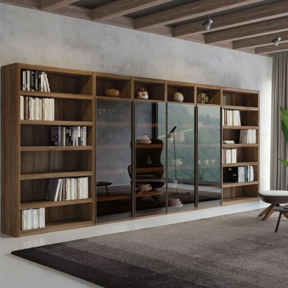 Libreria con ante in vetro reflex personalizzabile Pam linea Contact