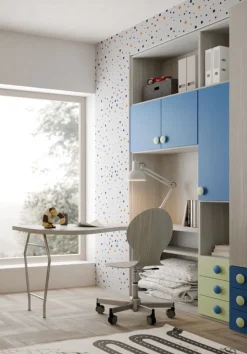 Libreria con scrivania incorporata linea Fly disponibile in 16 colori