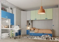 Libreria con scrivania incorporata linea Fly disponibile in 16 colori