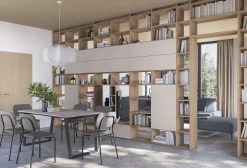 Libreria divisoria modulare bifacciale Living con vano Tv girevole 180°