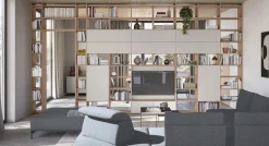 Libreria divisoria modulare bifacciale Living con vano Tv girevole 180°