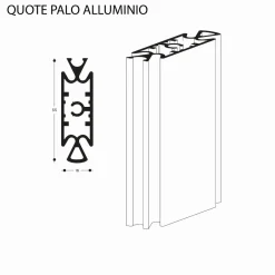 Libreria in alluminio con pali mensole e pensili personalizzabili