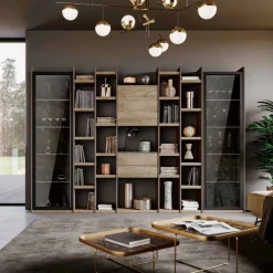 Libreria moderna componibile con cassetti e vetrine disponibile in vari colori