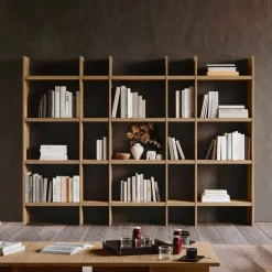 Libreria moderna Noce biondo L 250 con mensole disponibile in vari colori