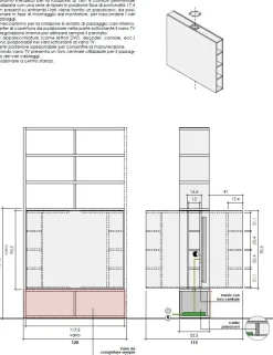 Libreria Modular con vano tv girevole linea Cosmo disponibile in vari colori