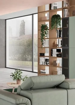 Libreria modulare bifacciale con 2 ante in vetro linea Cosmo disponibile in vari colori