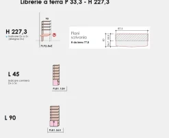 Libreria modulare con scrivania integrata e ante in vetro disponibile in vari colori