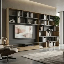 Libreria modulare con vano TV con illuminazione LED disponibile in vari colori