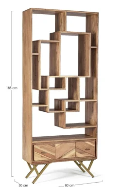 Libreria Raida in legno di acacia