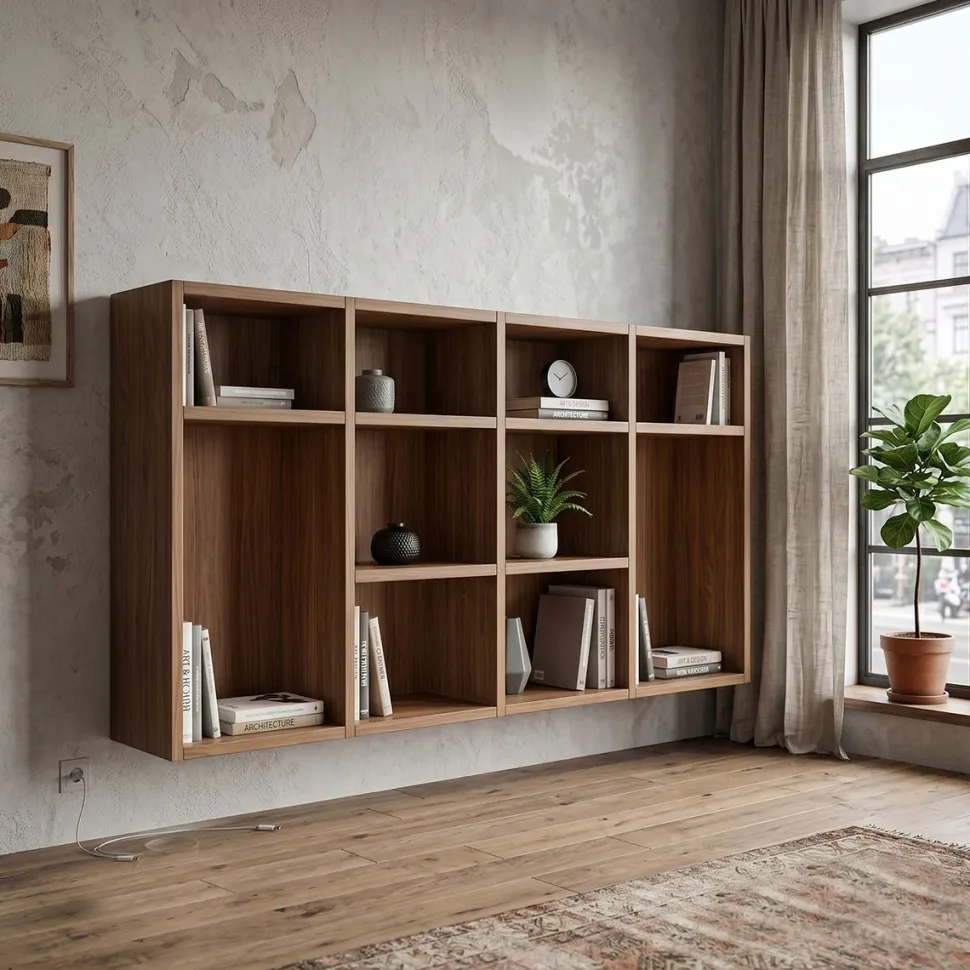 Libreria sospesa a parete L 180.4 cm salvaspazio Colori Personalizzabili