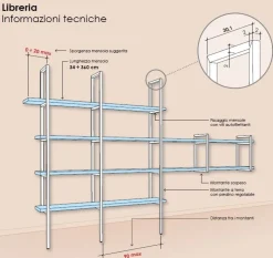 Libreria sospesa in metallo e legno in 21 colori personalizzabile