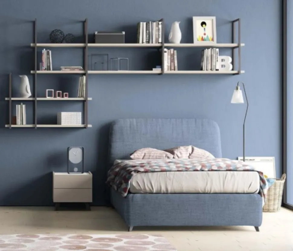 Libreria sospesa in metallo e legno in 21 colori personalizzabile