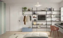 Libreria sospesa in metallo e legno in 21 colori personalizzabile