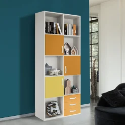 Libreria VOLO linea fly bianco frassino giallo e albicocca