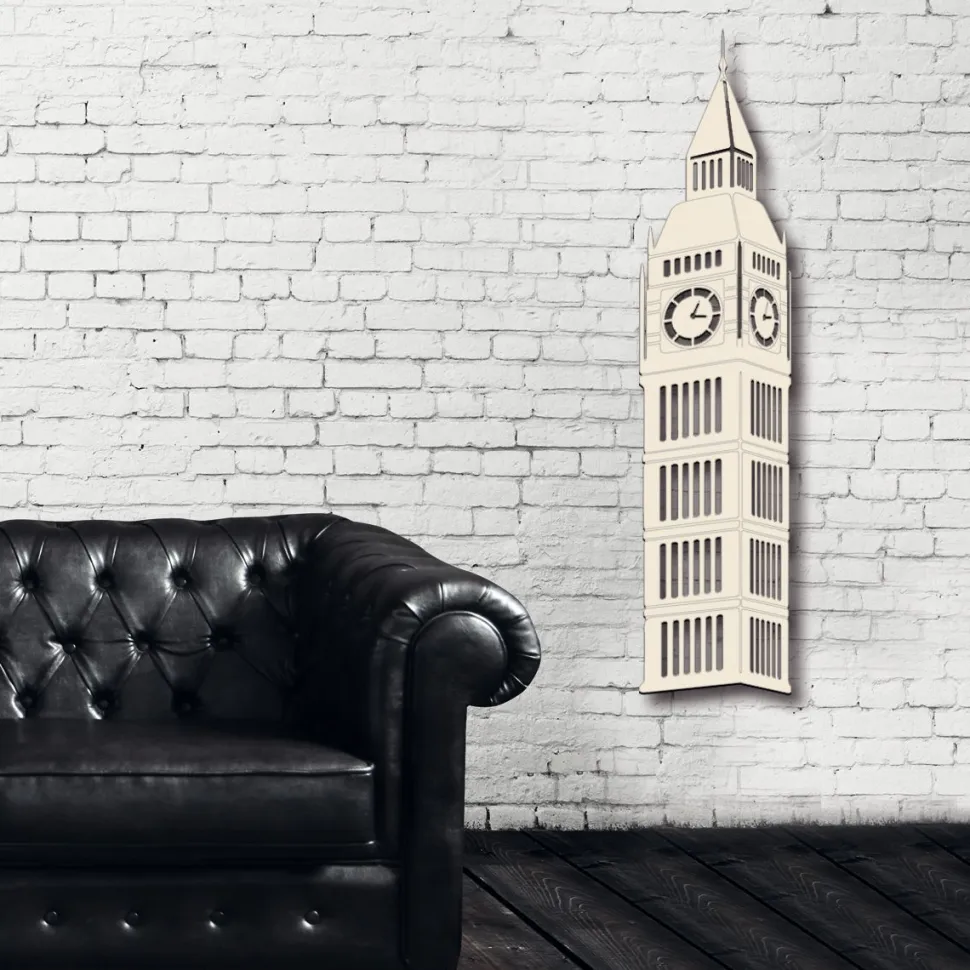 Londra Big ben - legno bianco avorio altezza 1,2 metri