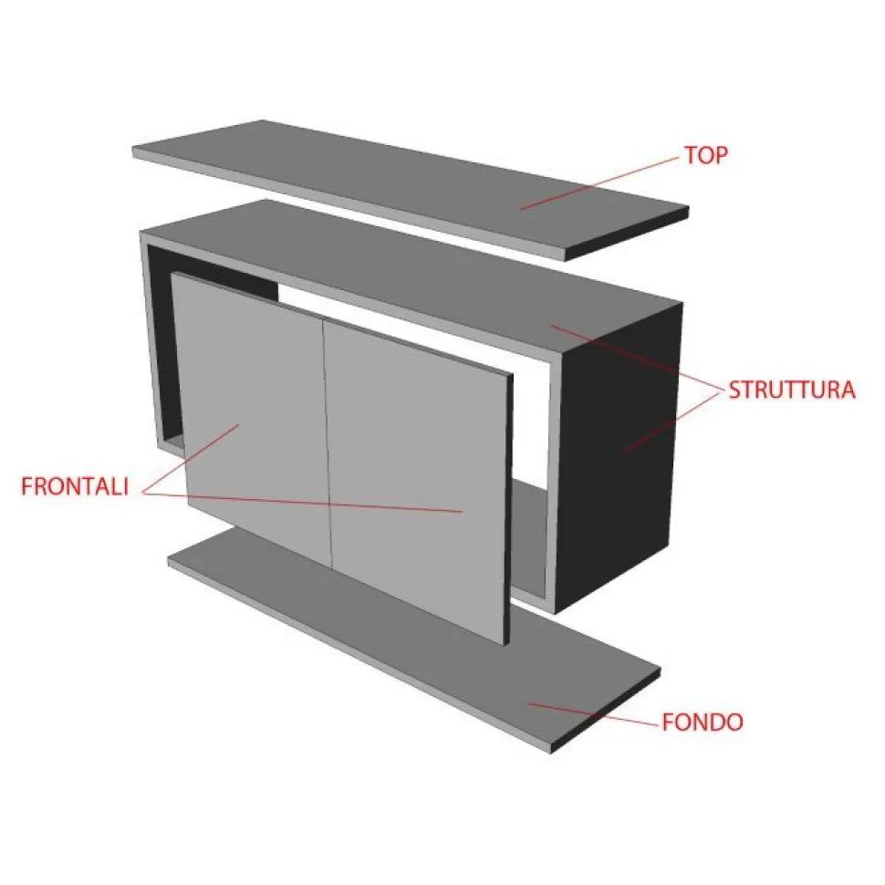 Madia ad angolo moderna personalizzabile H101,5 135 x 168 cm