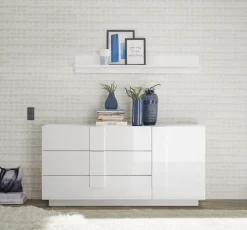 Madia 1 anta e 3 cassetti linea Sax in finitura Bianco Lucido