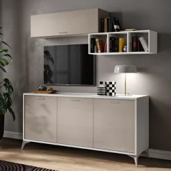 Madia 3 ante battenti Baster linea Prevaling finitura Canapa e Bianco Frassino
