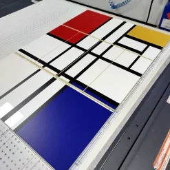 Madia 2 ante battenti e 4 cassetti Gea in Bianco Lucido e Antracite Piet Mondrian