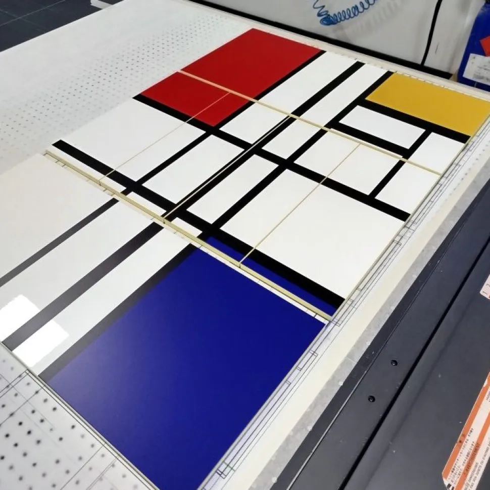 Madia 2 ante battenti e 4 cassetti Gea in Bianco Lucido e Antracite Piet Mondrian