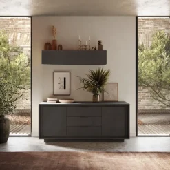Madia 2 ante battenti e 3 cassetti linea Natural in finitura Lava