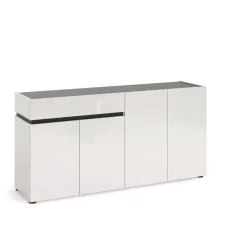 Madia 4 ante battenti e 1 cassetto Boris in Bianco Lucido e Antracite