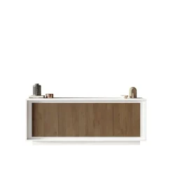 Madia 4 ante battenti linea Pear in finitura Bianco opaco e Rovere Mercure