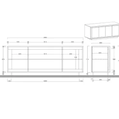 Madia 4 ante battenti linea Pear in finitura Bianco opaco e Rovere Mercure