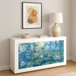 Madia 3 ante Bianco lucido con Serigrafia Monet nifee
