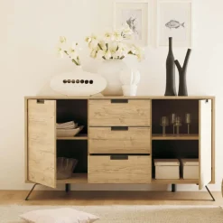 Madia 2 ante 3 cassetti finitura oak