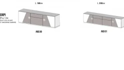 Madia 2 ante e 2 cassetti con piedi in vetro Ilary linea Contact disponibile in 30 colori