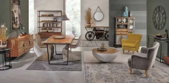 Madia 2 ante e 3 cassetti Elmer in legno d'acacia disponibile in 2 misure