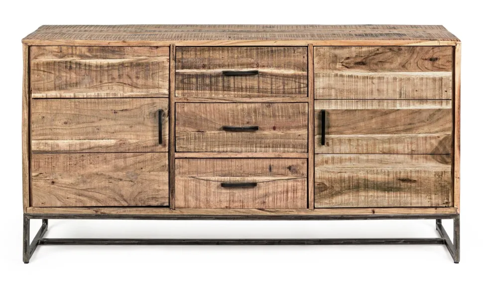 Madia 2 ante e 3 cassetti Elmer in legno d'acacia disponibile in 2 misure