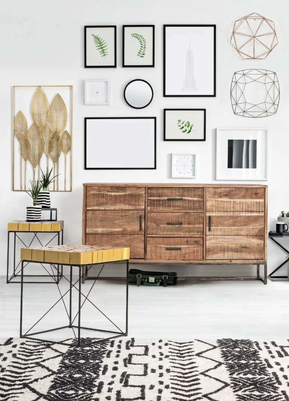 Madia 2 ante e 3 cassetti Elmer in legno d'acacia disponibile in 2 misure