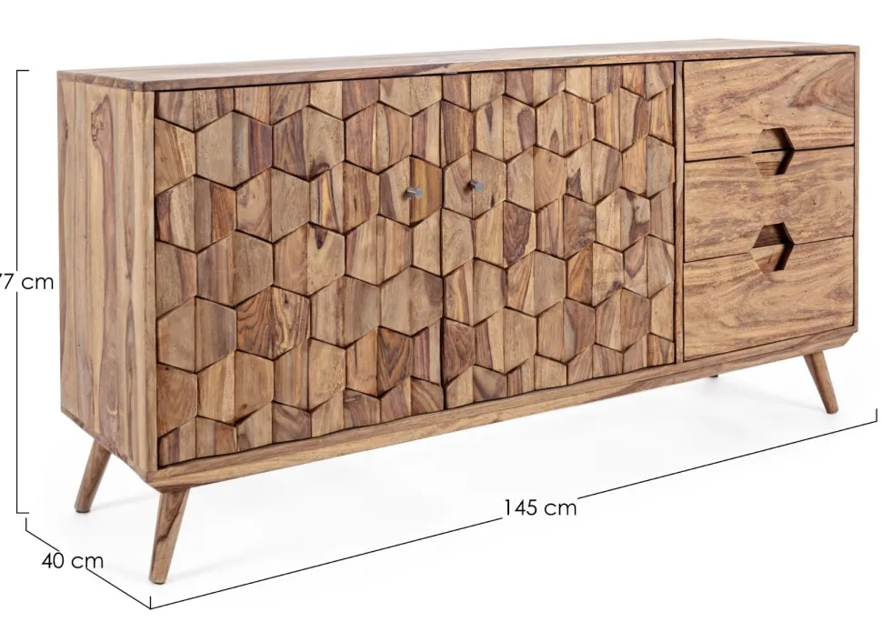 Madia 2 ante e 3 cassetti Kant in legno Sheesham