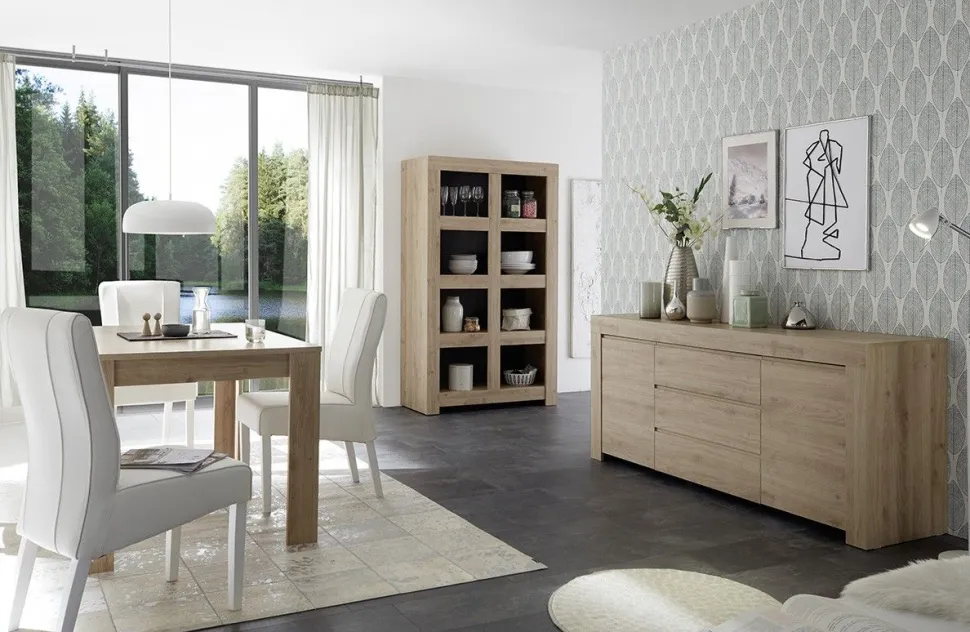 Madia 2 ante e 3 cassetti linea Clear in Rovere Cadiz